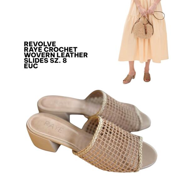 REVOLVE RAY CROCHET WOVEN BEIGE NUDE MULES SANDALS SZ. 8 - Picture 1 of 8